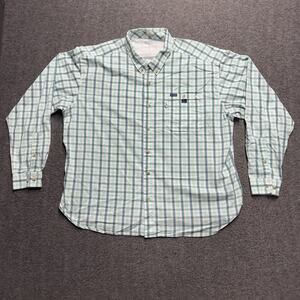 Columbia PFG Button Down Vented Long Sleeve Shirt Shirt Mens 2XL XXL Green Check